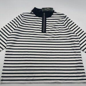 LRL Ralph Lauren Women's Shirt 3X Active Golf Black Striped 1/4 Zip Pullover NEW